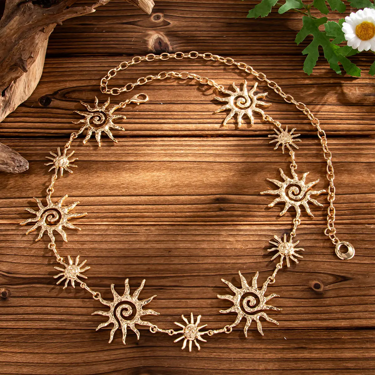 KunJoe Bohemian Creative Metal Sunflower Belly Waist Chain for Women Fashion Sexy Gold Color Dress Chain Body Jewelry Accessory