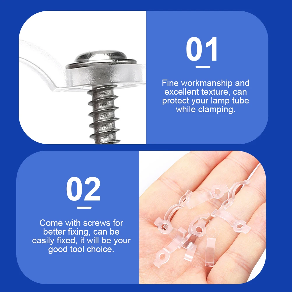 

100Pcs LED Light Strip Clips Transparent Plastic Iron Fixing Screws Suitable Outdoor String Light Fasteners Outdoor Cable Clip