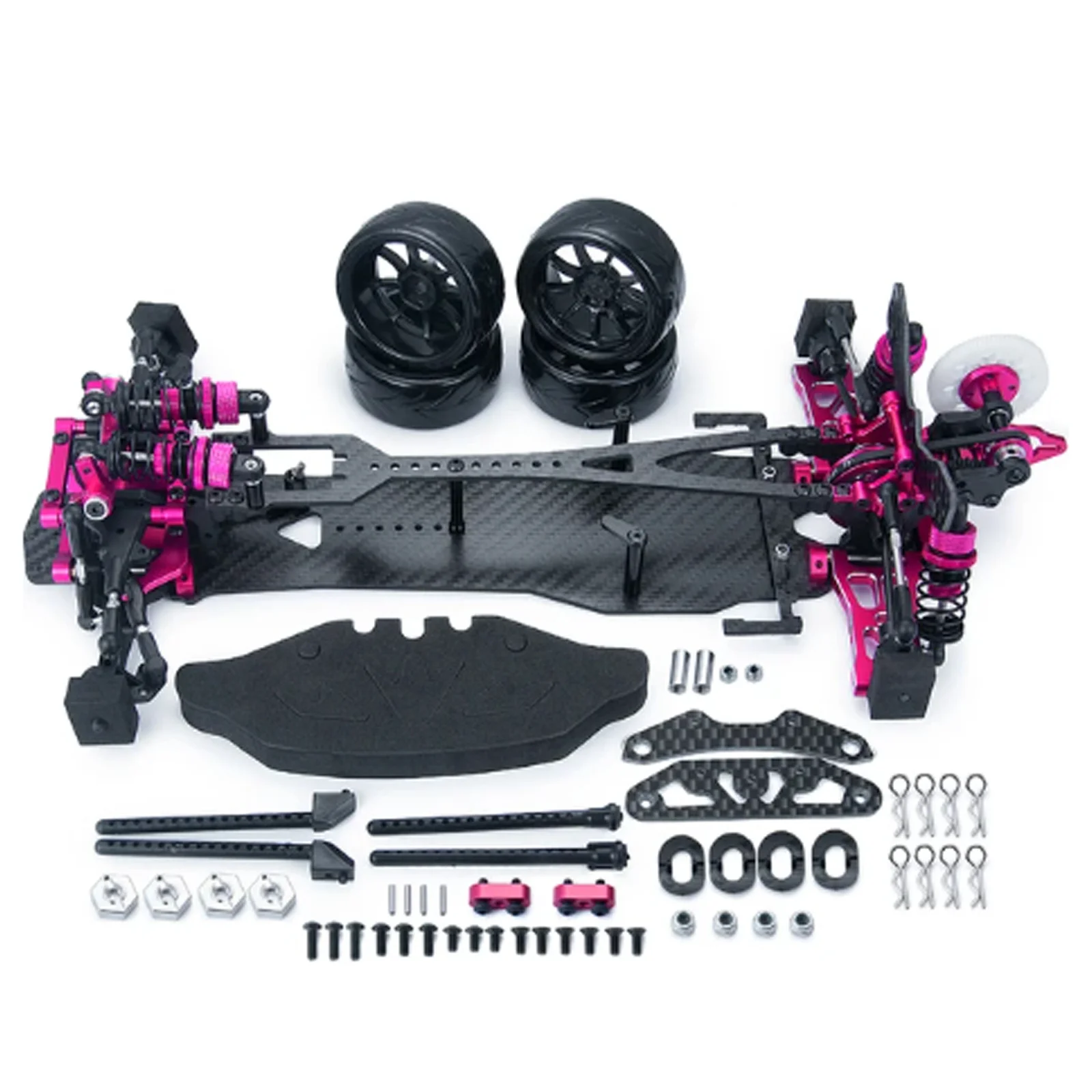 Metal Carbon Fiber Plastic Frame Kit Wheel Rims Shock Absorbers for Sakura D5 MR 1/10 RC Drift Car Truck Upgrade Parts