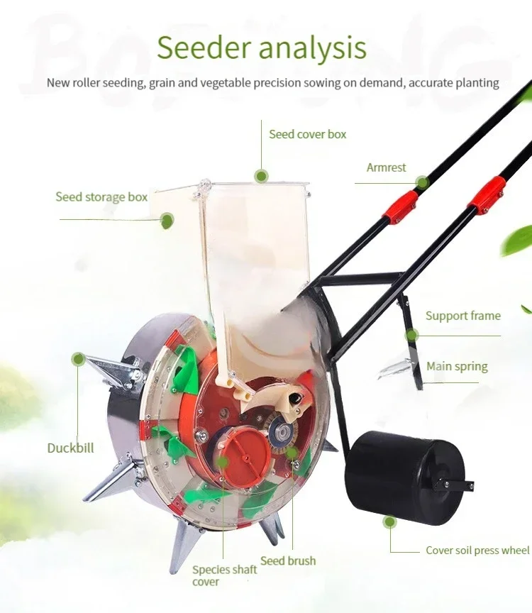 Plant Seed Disseminatos Hand-push Cotton Soybean Peanut and Corn Hand-propelled Seeder Roller Rotary Seeder Precision Planter