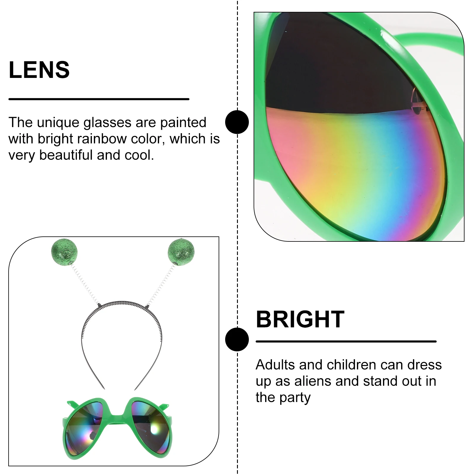 

1 set 1 Set Of Headband Glasses Rainbow Lenses Lightweight Eco-Friendly Party Supplies For Cosplay Festival Halloween Rave
