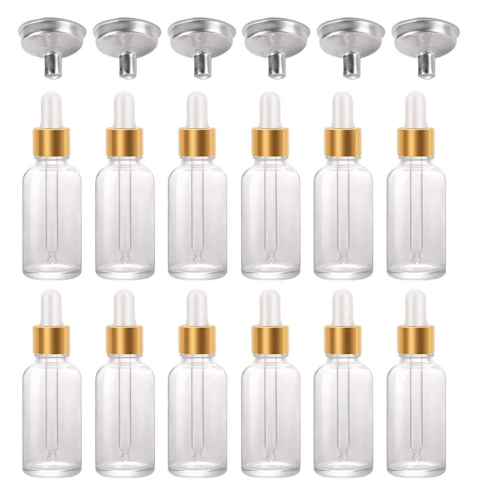 

24Pcs Essential Oil Dropper Bottles Clear Glass with Silicone Top Leak-Proof Cap Travel Small Funnels Refillable Dispensers