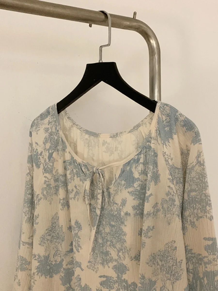 

Pure Cotton Spwear Women's Loose Home Clothes Nightgown with Chest Pad Spring Autumn New Sle Sweet Sle round Ne
