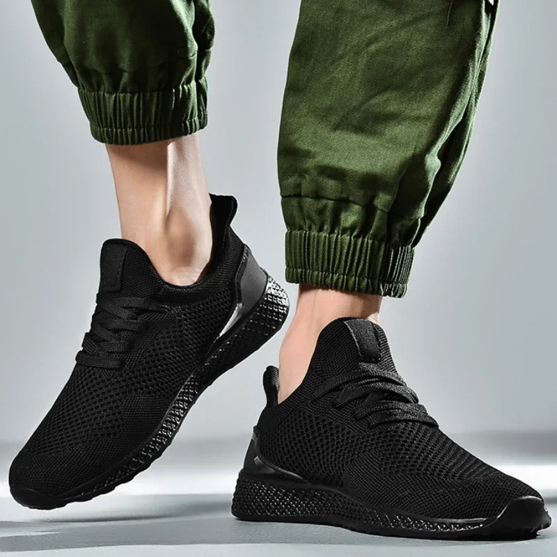 2023 High Quality Shoes for Men Lace Up Men's Vulcanize Shoes Autumn Solid Net Cloth Breathable Low-heeled Outdoor Sneakers