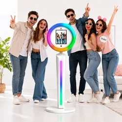 Portable iPad Photo Booth Machine Via Remote APP Control Photobooth With RGB Ring Light Selfie Stand For Party Wedding With Case