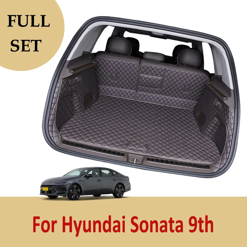 High quality Custom Waterproof Leather Car Trunk Mats For Hyundai Sonata 9th 2015-2018 Rear Trunk Floor Mat Tray Carpet Mud