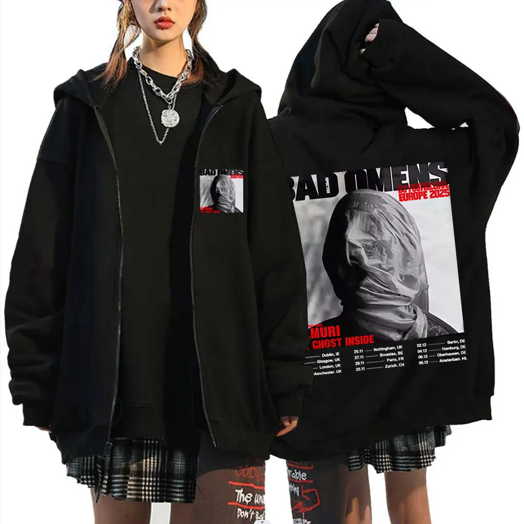 

Rock Band Bad Omens Do You Feel Love Europe Tour Zipper Hoodie Men Women Fleece Cotton Casual Oversized Zip Up Jacket Streetwear