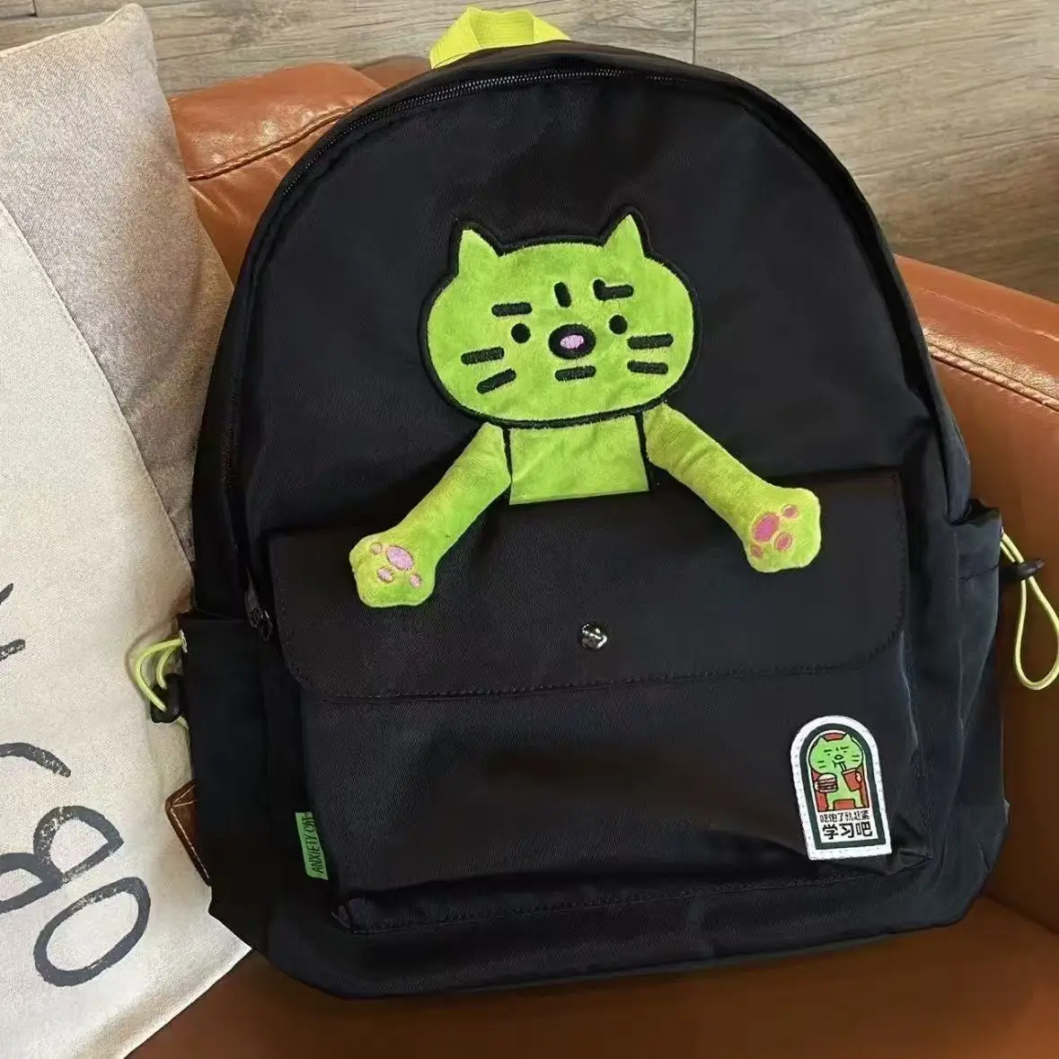 

New Backpack Bag Cute Cat Black Backpack Large Capacity High Appearance Level College Student Schoolbag Casual Funny Backpack