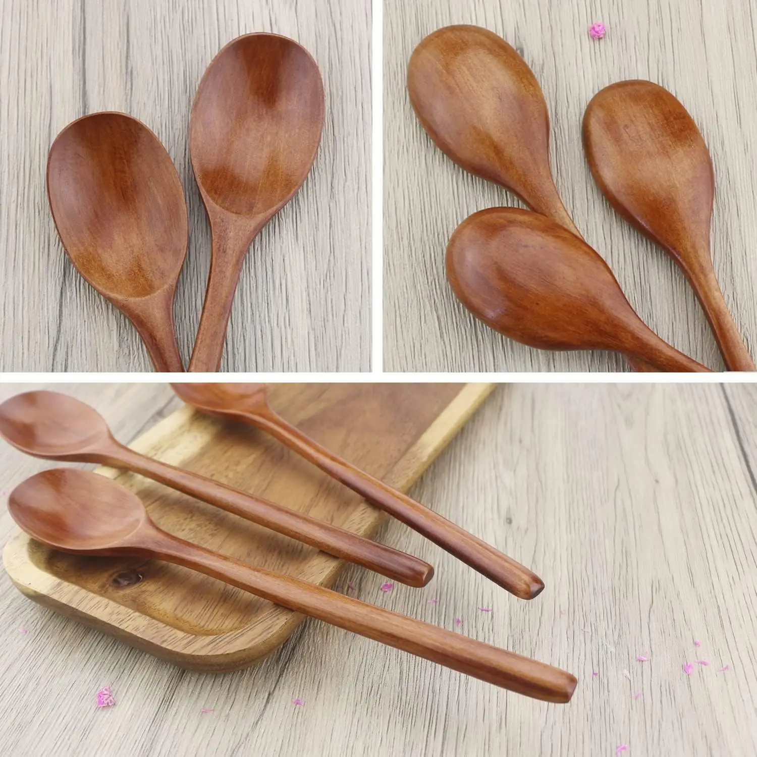 6 pcs 9 inch Holz suppen löffel zum Essen Mischen Rühren natürlichen Holz löffel Set Mischen Rühren Kaffee löffel Misch löffel