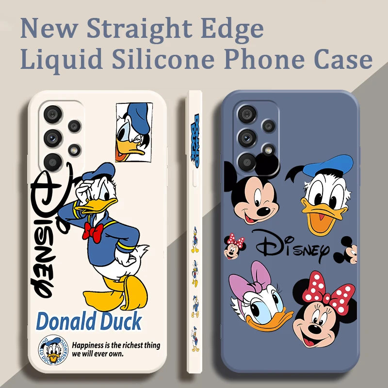 Disney Donald Duck Cute Liquid Left Rope For Samsung A54 A53 A52 S A33 A32 A51 A71 A21S A13 A73 A72 A23 A12 5G 4G Soft