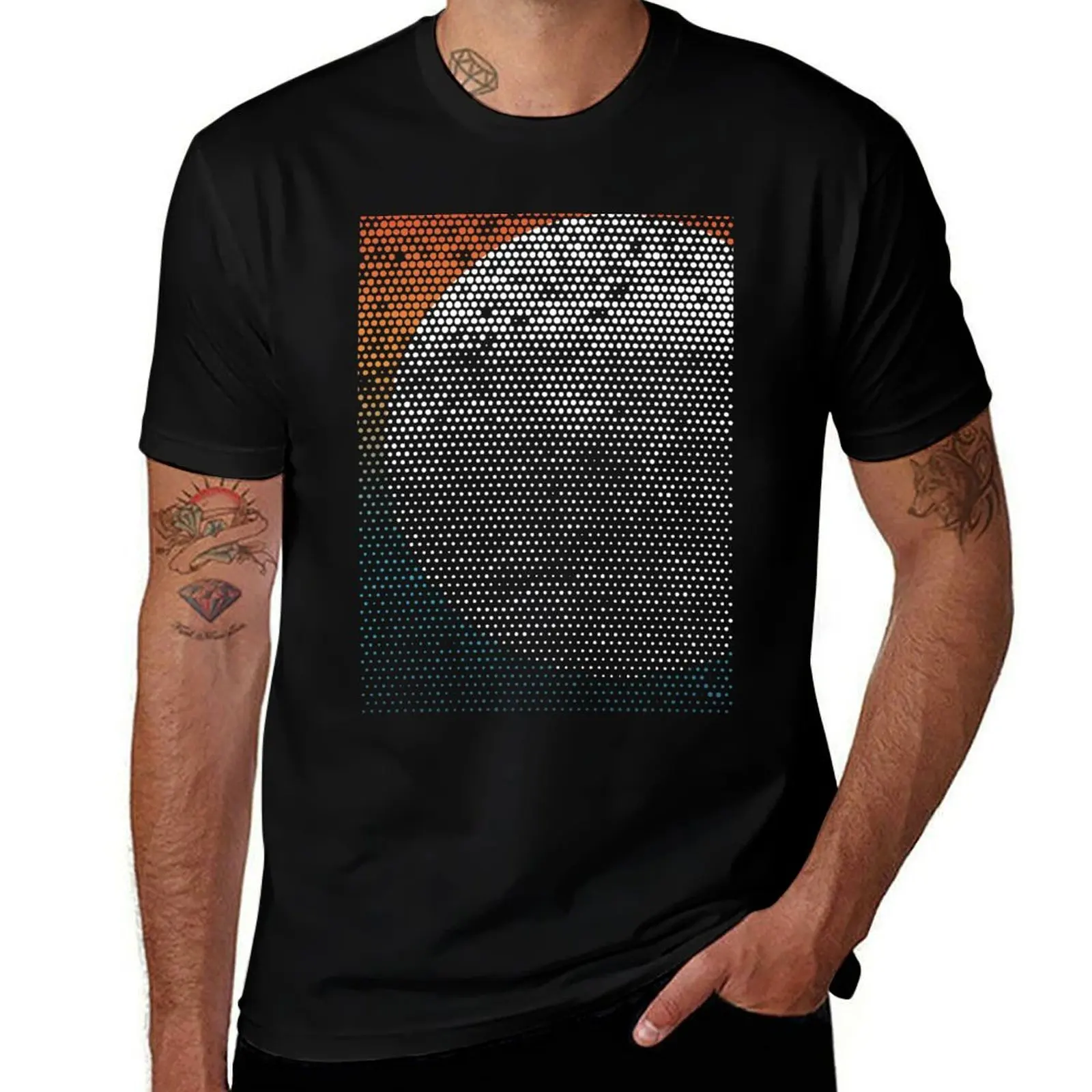 Abstract moon colorful scattered fractal dots texture design T-Shirt Casual Daily Wear Short Sleeve Top