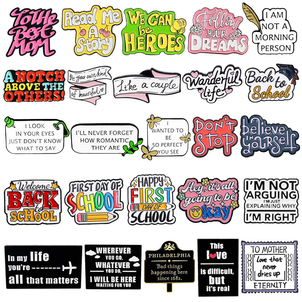 Мы можем с героями, первый день школы, чудесные жизненные буквы, цитаты, значки на лацканах, креативный карандаш, самолет, эмалированные булавки, ювелирные изделия