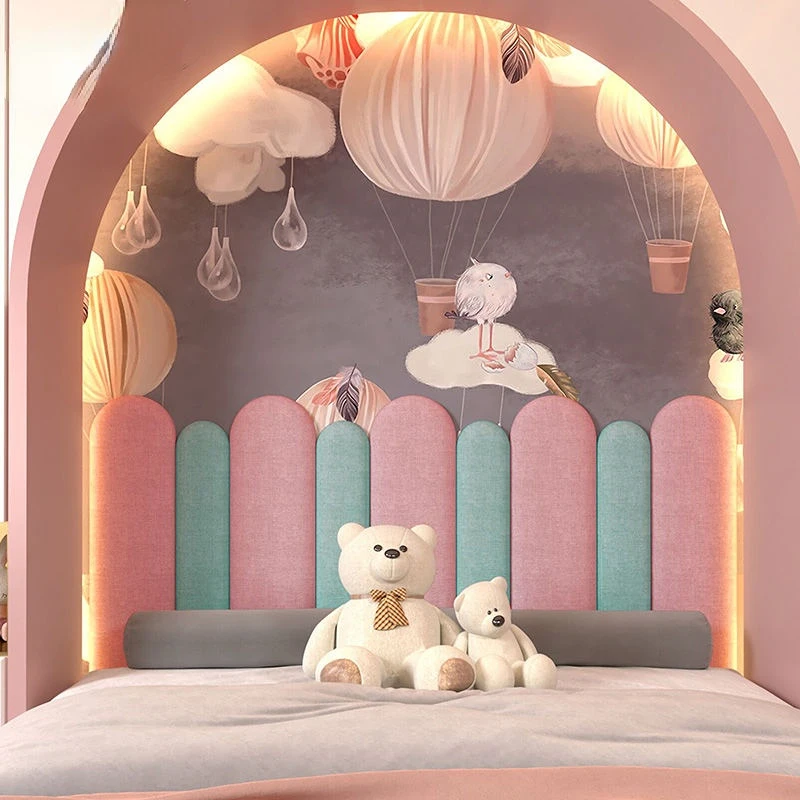 Light Luxury Self-adhesive Bed Head Children's Background Wall Anti-collision Linen Soft Bag Cabecero Cama Headboard Panels