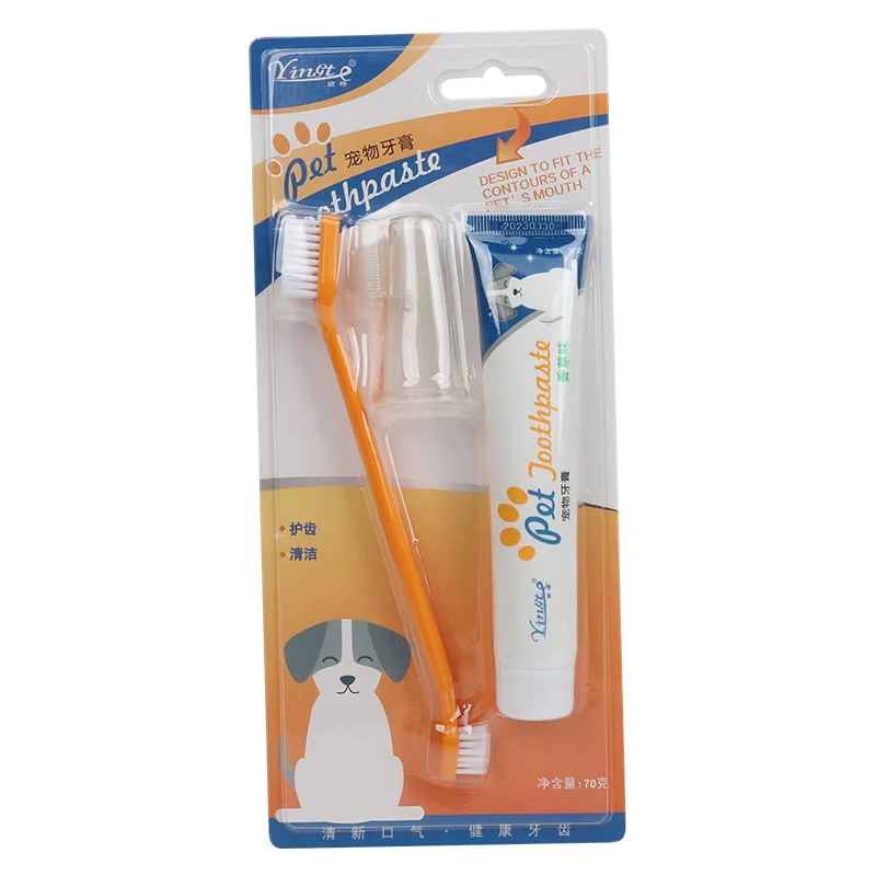 Pet toothpaste, toothbrush, dog and cat, tooth cleaning, dog and cat finger cover, kitten and puppy disposable toothbrush