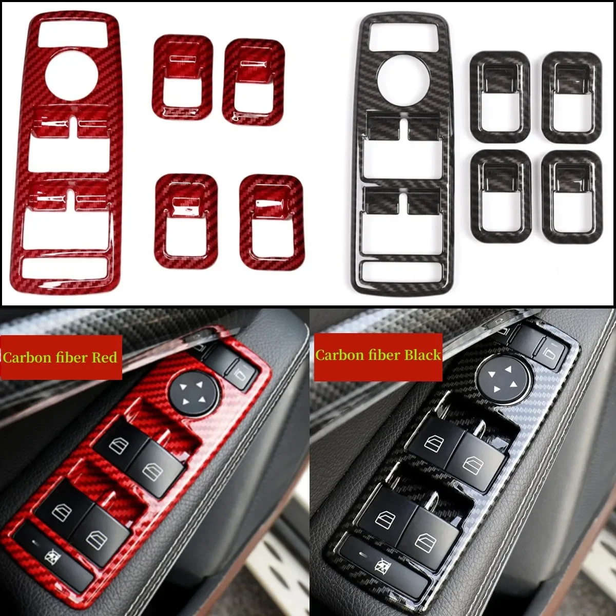 Car Window Lift Button Frame Cover Fit For Mercedes A B C E GLA CLA GLE GLK ML Class W176 W204 W212 W166 Interior Accessories