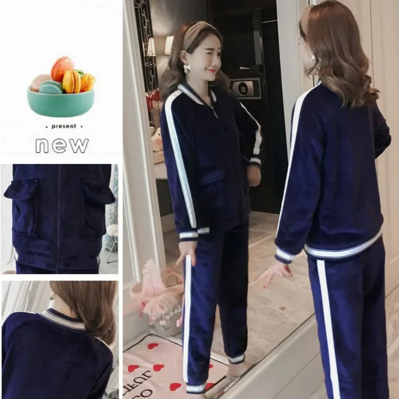 2024 New Winter Pajama Female Korean Version Loungewear Coral Velvet Padded Warm Flannel Homewear Loose Two-piece Sleepwear Suit