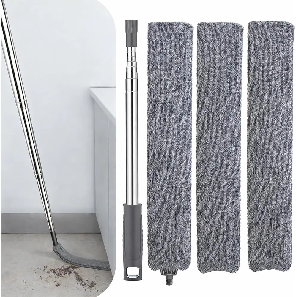 Retractable Gap Dust Cleaner with Extension Pole, Cleaning Tools with 3 Microfiber Dusting Cloths, Long Handle Duster for Cleani
