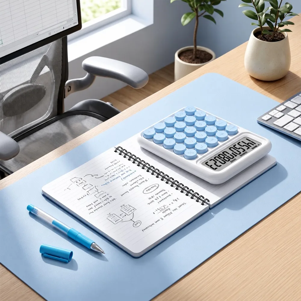 Plastic Shell Mechanical Keyboard Calculator Large Display Screen 12 Digit Display Portable Desktop Calculator Compact Size