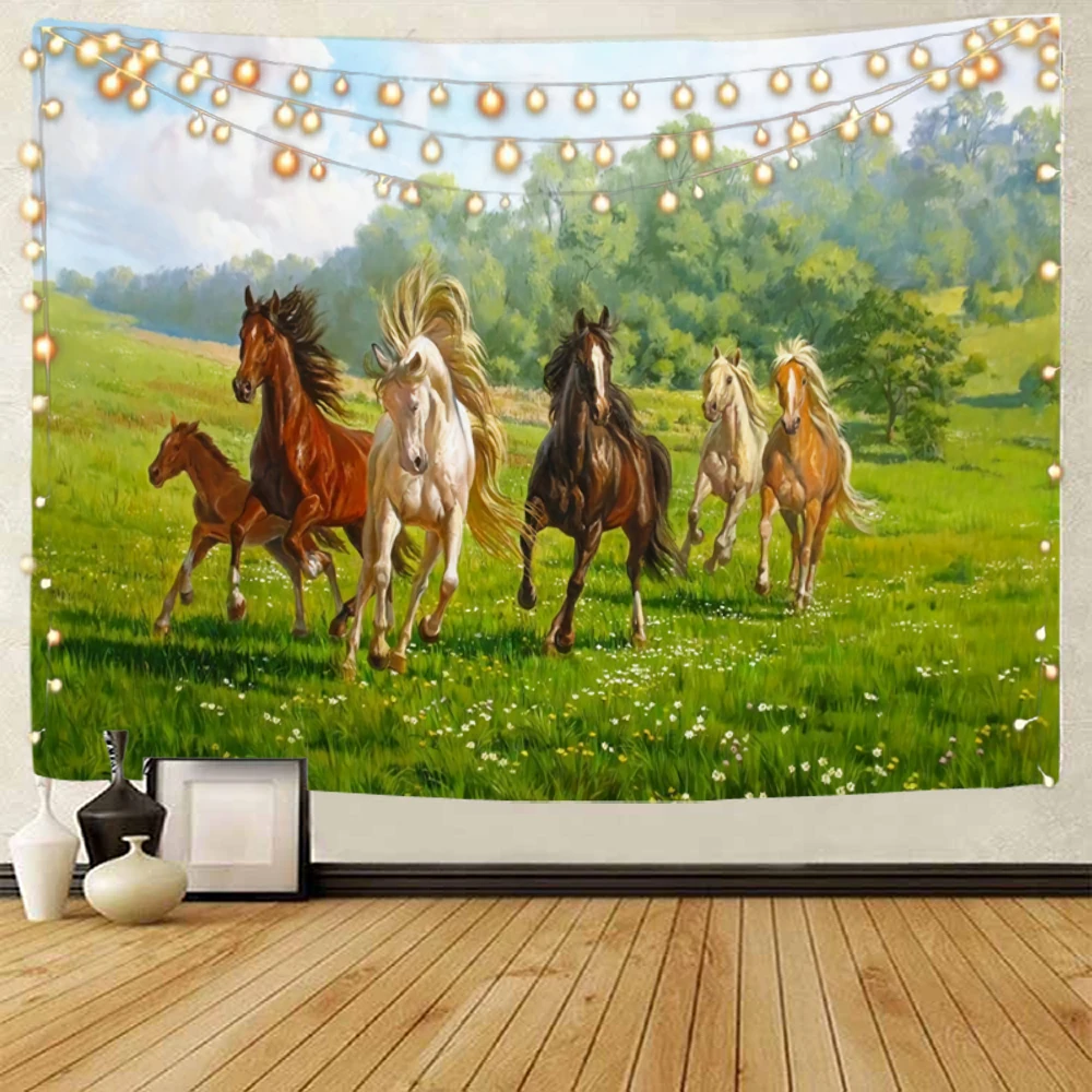 Pentium Horse Painting Background tapestry Plateau Horse Mercedes Benz Background Decoration tapestry Home Decoration