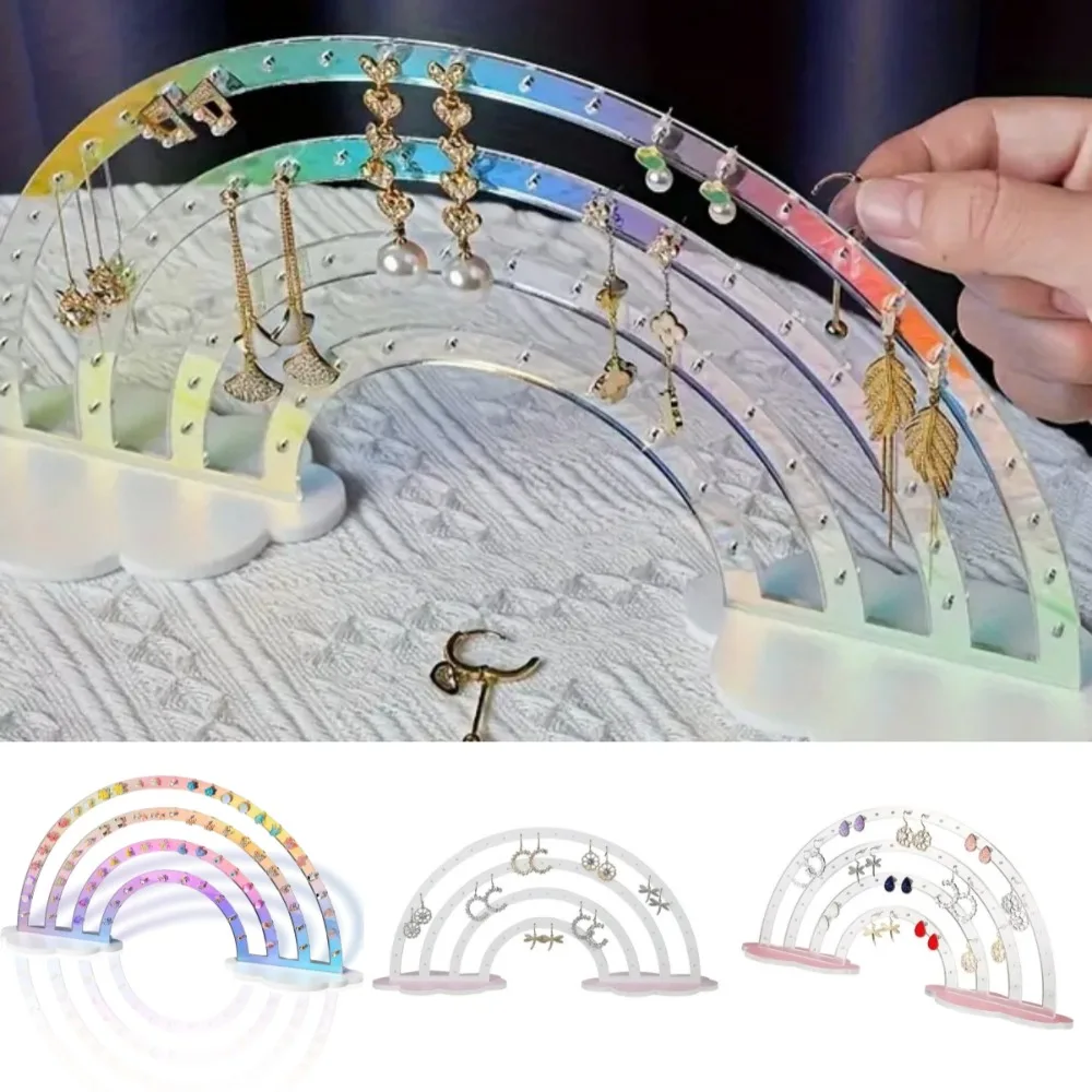 

Jewelry Organizer Cloud Rainbow Earrings Stand Desktop Display Detachable Ear Studs Display Holder Acrylic Transparent