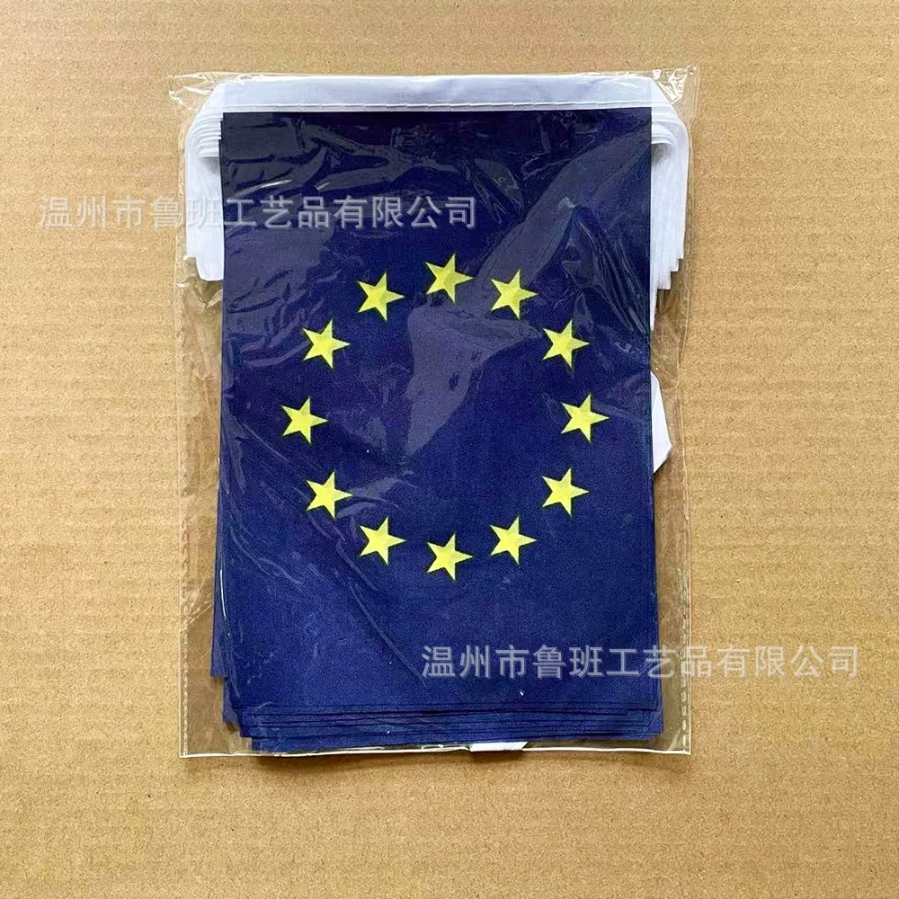 20pcs/lot European Union Bunting Flags 14x21cm Pennant EU String Banner Festival Party Holiday for Decoration