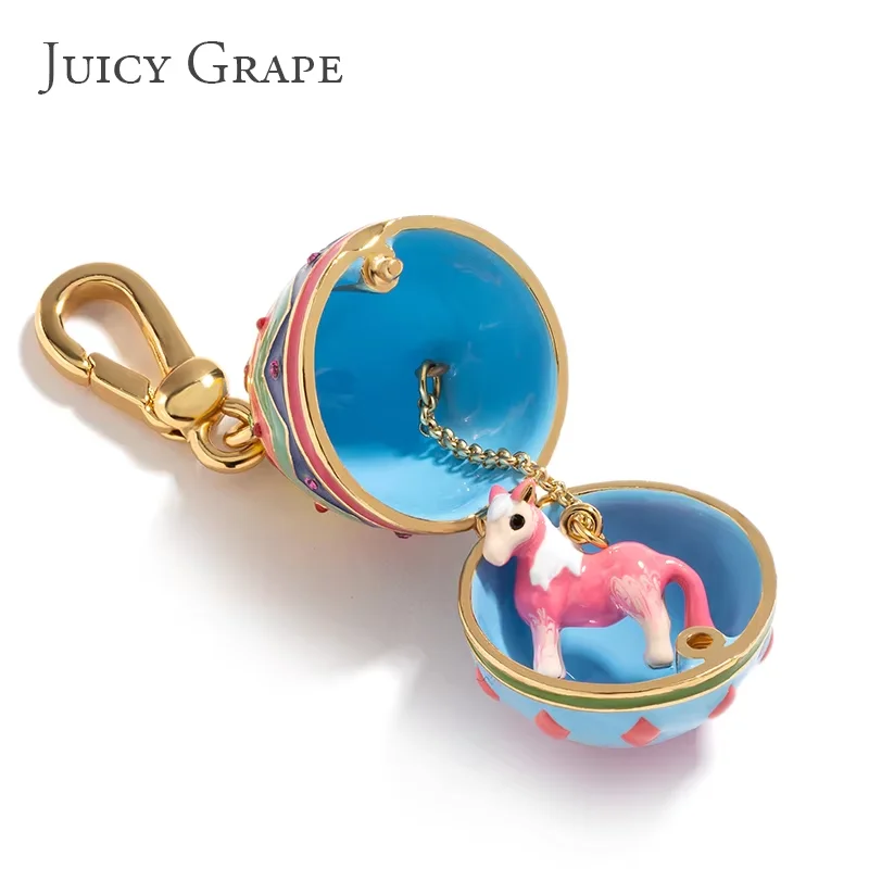 Juicy Grape Painted Eggshell Necklace Animal Keychain Sweater Chain Enamel Handmade  Collectible Figurines Creative Gifts