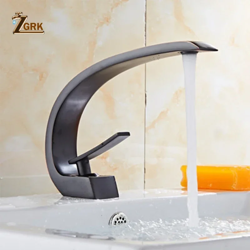 ZGRK حوض الحنفيات الحديثة الحمام صنبور حوض خلاط أسود مغسلة صنبور مقبض واحد ثقب واحد أنيقة الحنفيات للحمام #6