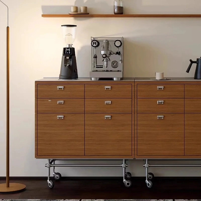 

side cabinet, movable side cabinet, integrated storage cabinet against the wall, multi-layer storage cabinet