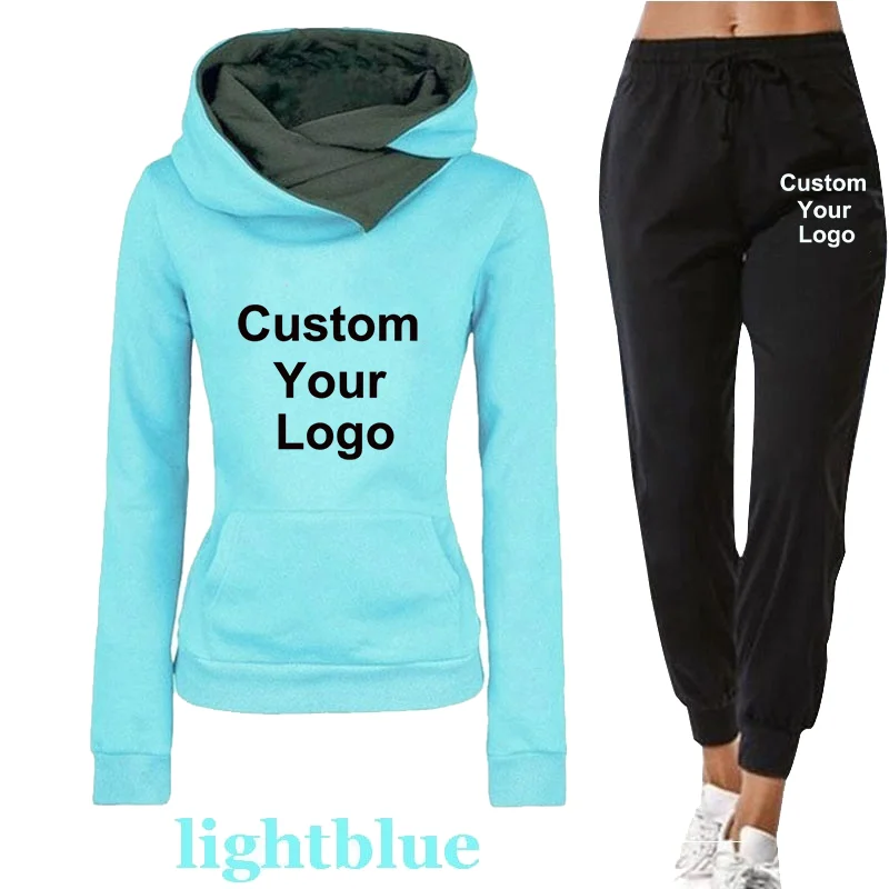 New Tracksuit for Women Custom Your Logo Clothes Two Piece Set Hoodie Sweatshirt Top and Pants Casual Ensemble Femme Suits