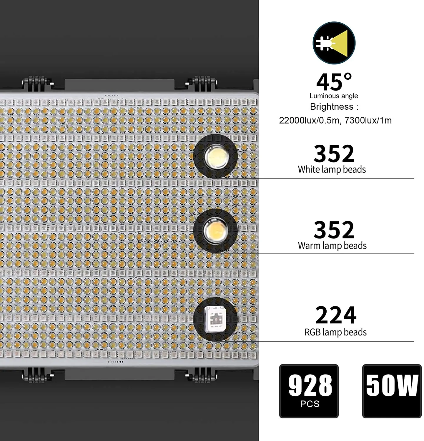GVM Great VideoMaker 1200D PRO RGB LED Video Light,50W Video Lighting Kit With APP Control, Photography Lighting Kit