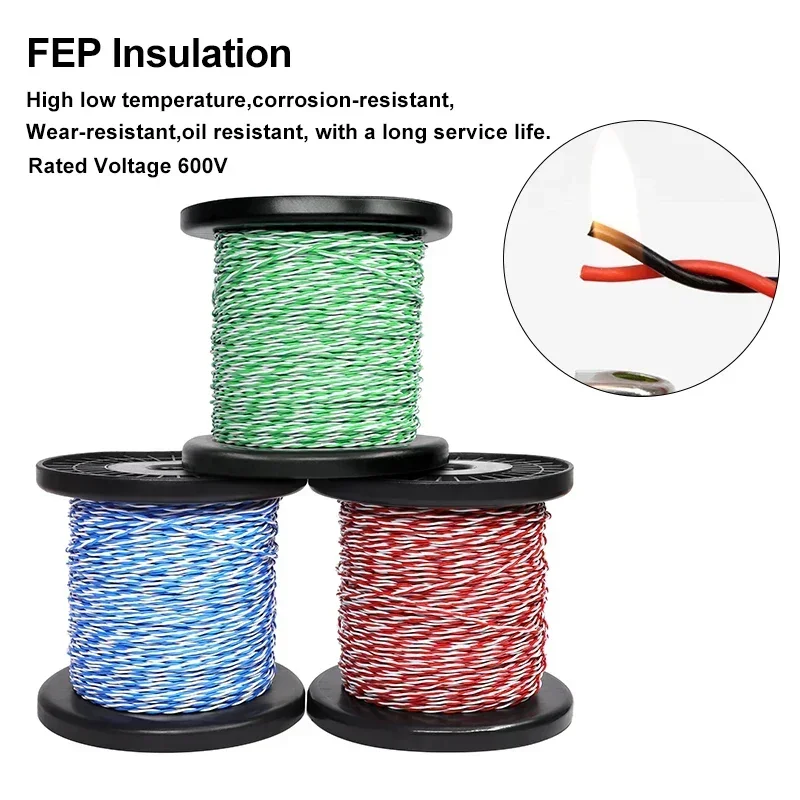 26-13AWG Equipment  Accessories High-Temp Tinned Copper Twisted Pair 1-10m Length AFS200 FEP Wire for Precision Electronics
