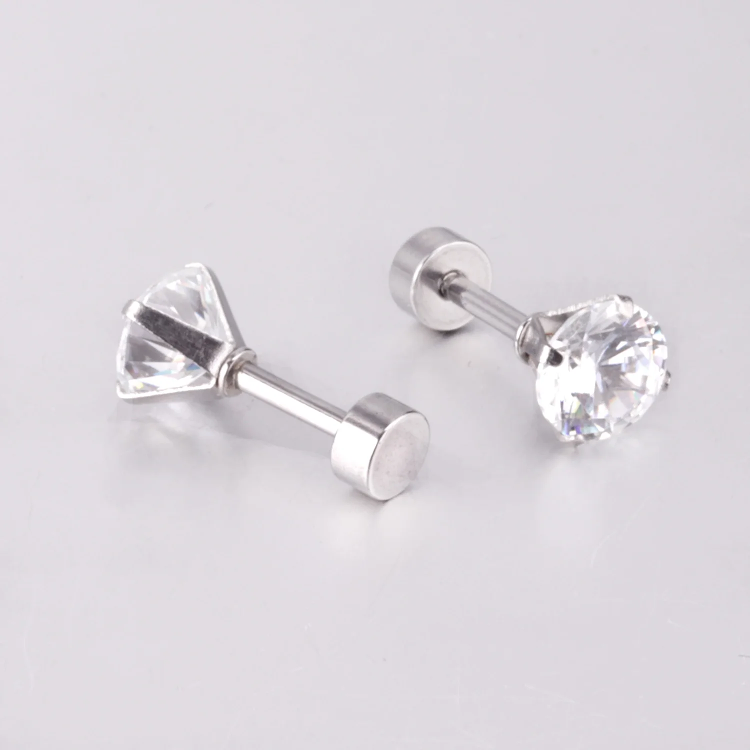 12Pair Cubic Zirconia Stud Earrings Round Crystal Stainless Steel No Fade Simple Screw Earrings Jewelry Gifts Wholesales Vintage
