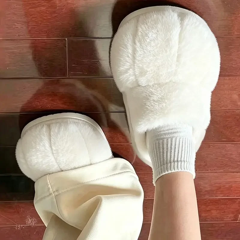 Fluffy Furry Slippers Women Lightweight Flat Heels Fur Slides Woman Autumn Winter Non Slip Home Floor Shoes 2026 New