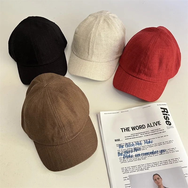 Spring and Summer Japanese Retro Literary Thin Baseball Cap for Men and Women with Linen Texture, All-match Outdoor Sun Hat