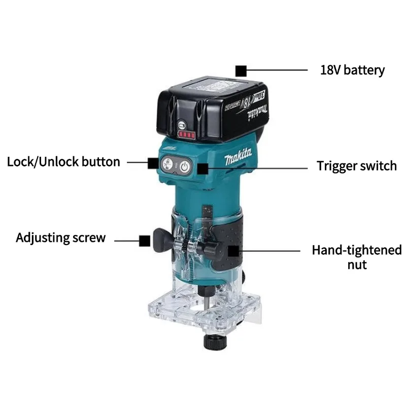 Makita DRT52 Cordless Woodworking Trimmer 18V Slotting Multi-function Electric Wood Milling Woodworking Trimmer 18V Battery