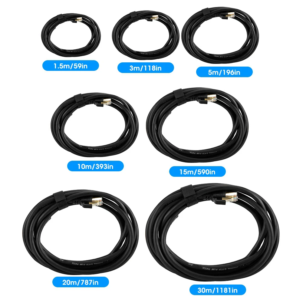 

Ethernet-кабель Cat8, высокоскоростной черный стабильный сетевой кабель 30 В для тяжелых условий эксплуатации для офиса и дома