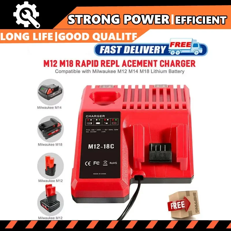 

Replacement Li-ion Battery For Milwaukee Charger Multi Voltage Charger M18 14.4V-18V 48-11-1850 48-11-1840 48-11-1815 48-11-1828