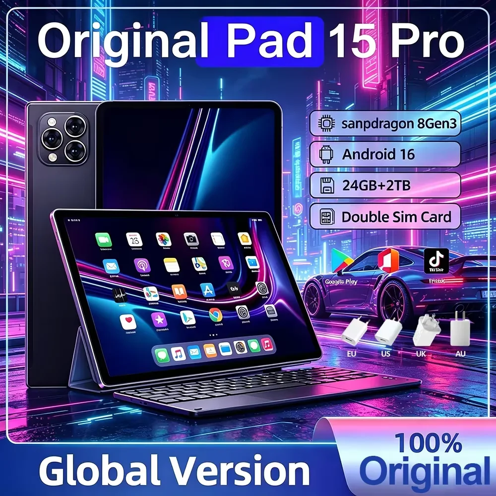 Tablet 2026 Pad 15 Pro 5G, Android 16, 24GB+2TB, 20000mAh, 5G, Doble SIM, Llamadas Telefónicas, WIFI, GPS, HD 4K, Tablet Android Original