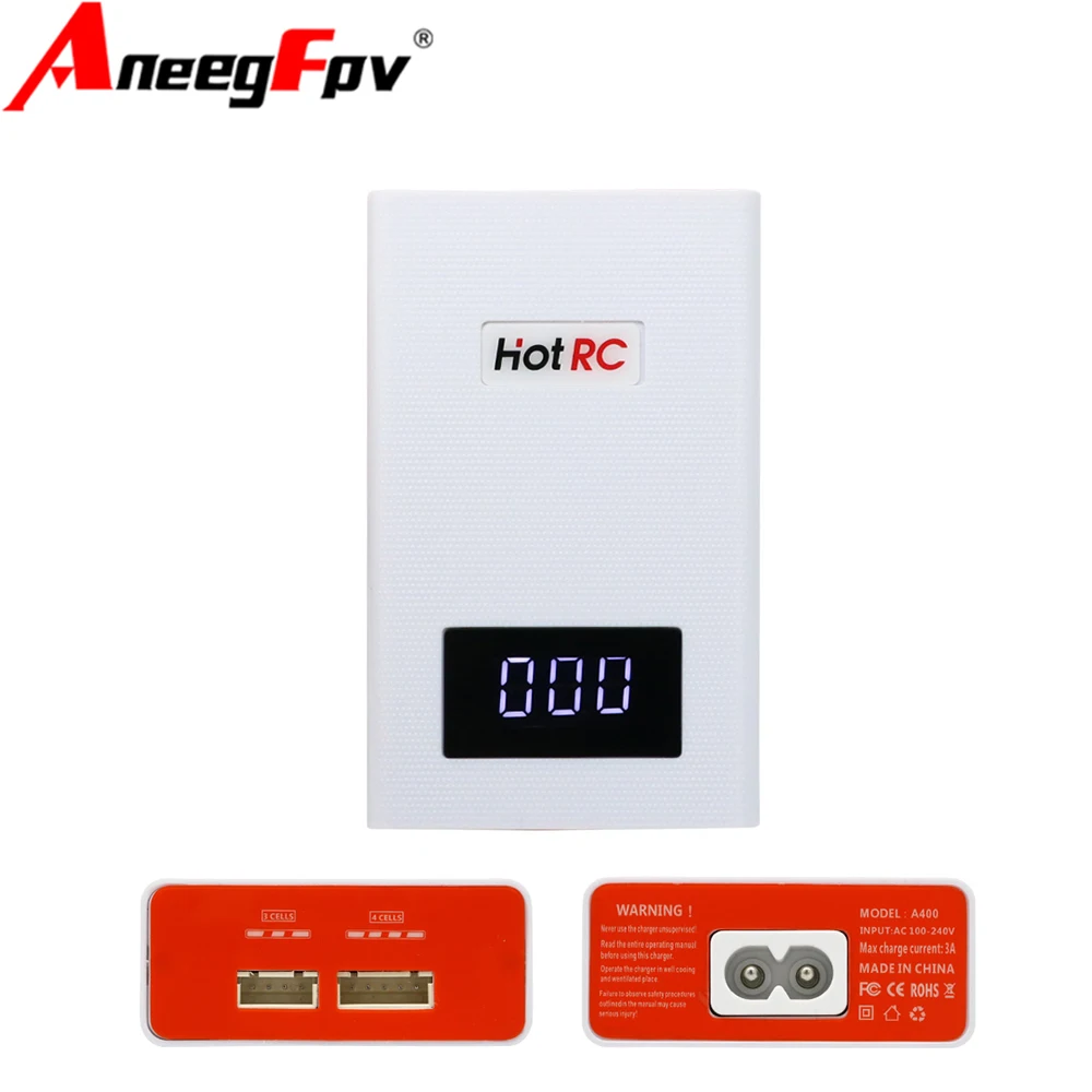 

Hotrc A400 Digital 3S 4S 3000mah RC Lipo Battery Balance Charger with LED Screen Fast Charge Discharger for RC Quadcopter