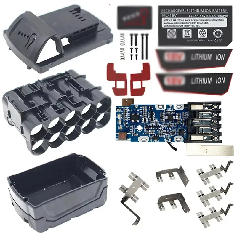 For M18 Li-ion Battery Plastic Case PCBA Charging Protection Board Box Shell For Milwaukee 18V Lithium Battery Housing BMS Label