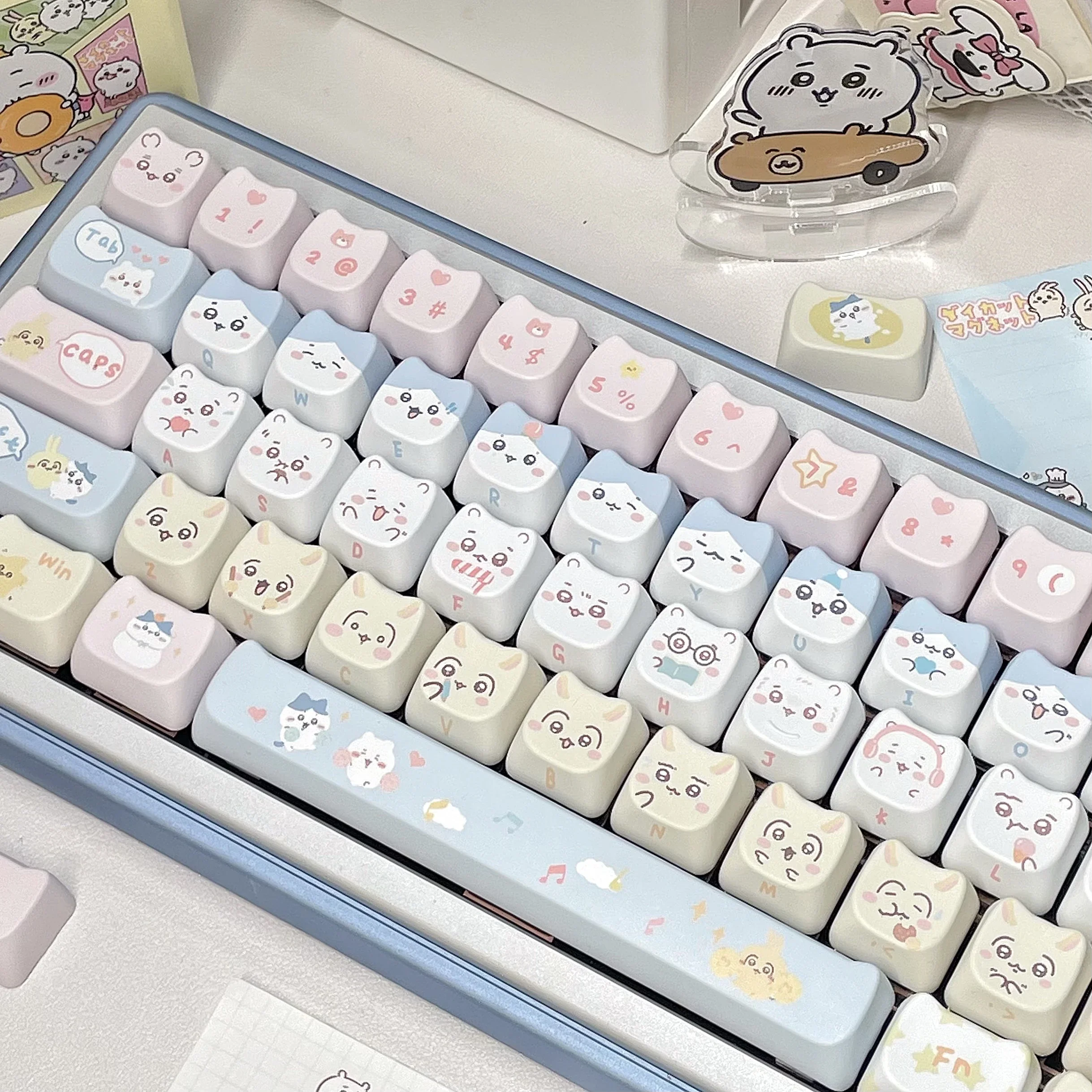 Maorbeng Chikawa Anime Keycaps Personalized Customization Mechanical Keyboard Cross Keycaps PBT Thermal Sublimation MAO Height