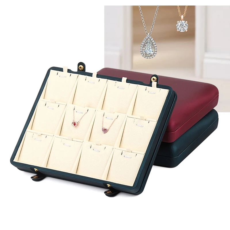 

PU leather double-row snap ring box jewelry storage box ring stud necklace pendant storage and display box
