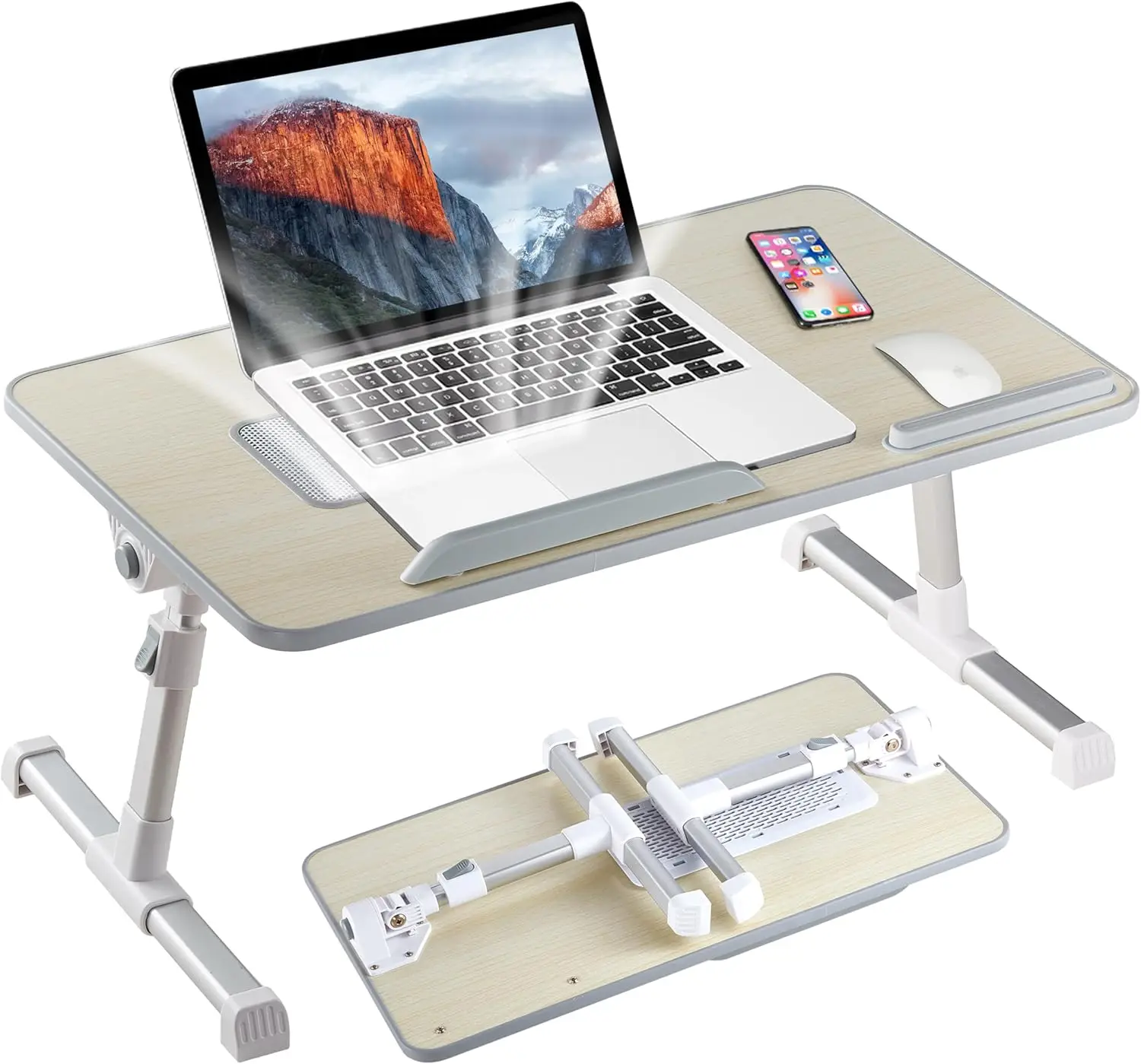 

Adjustable Laptop Table with Cooling Fan - Ergonomic Bed Desk for Work, Reading, Eating, Drawing
