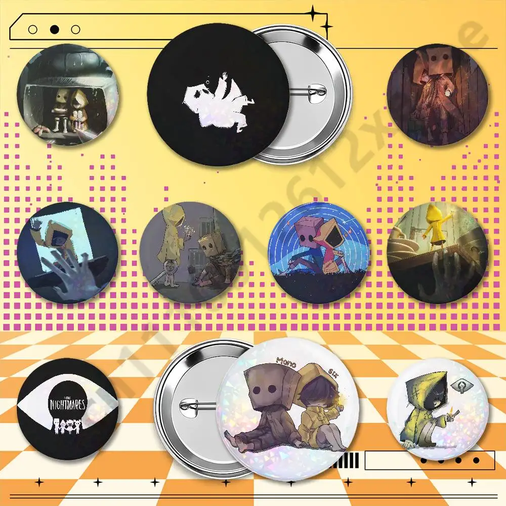 LittleS Game N-Nightmares Holographic Badge Brooch Pins 25/32/44/58/75mm Backpack Bag Hat Jacket Decor Accessories