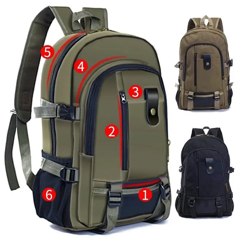 2023 Mountaineering Bag Backpack for Men Canvas Large Capacity High School Backpacks Outdoor Travel Camping Bag Computer Bag