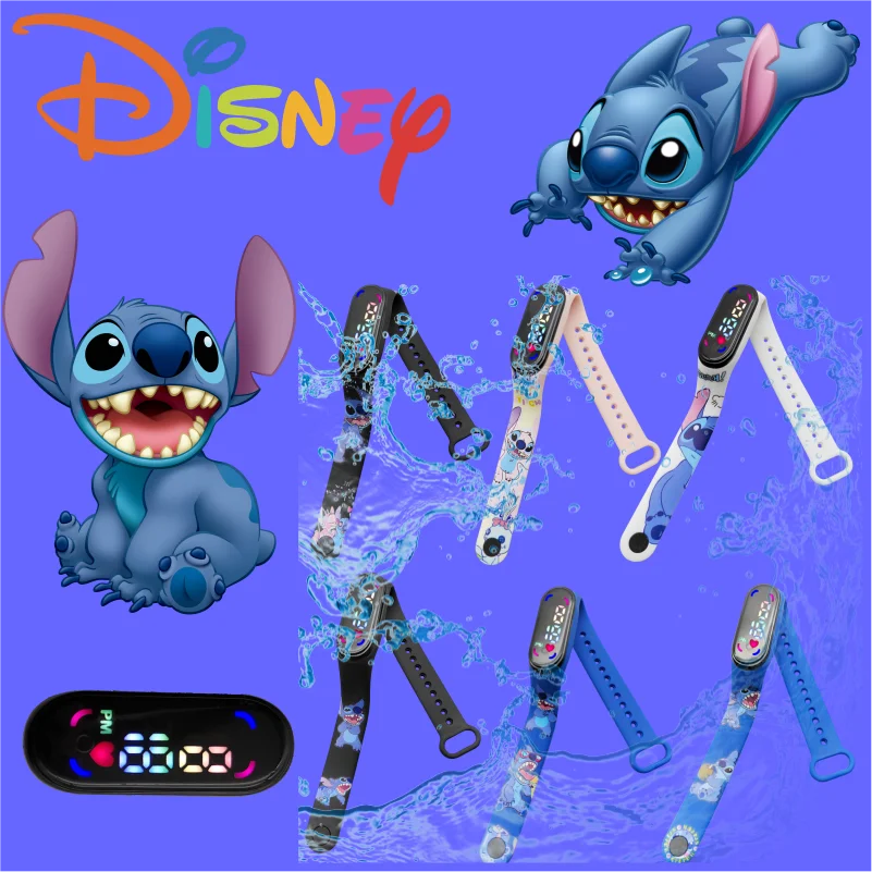 

Disney Stitch Digital Watch Anime Stitch Water Proof Silicone LED Watch Kids Puzzle Toys Children Birthday Gift Christmas Gifts