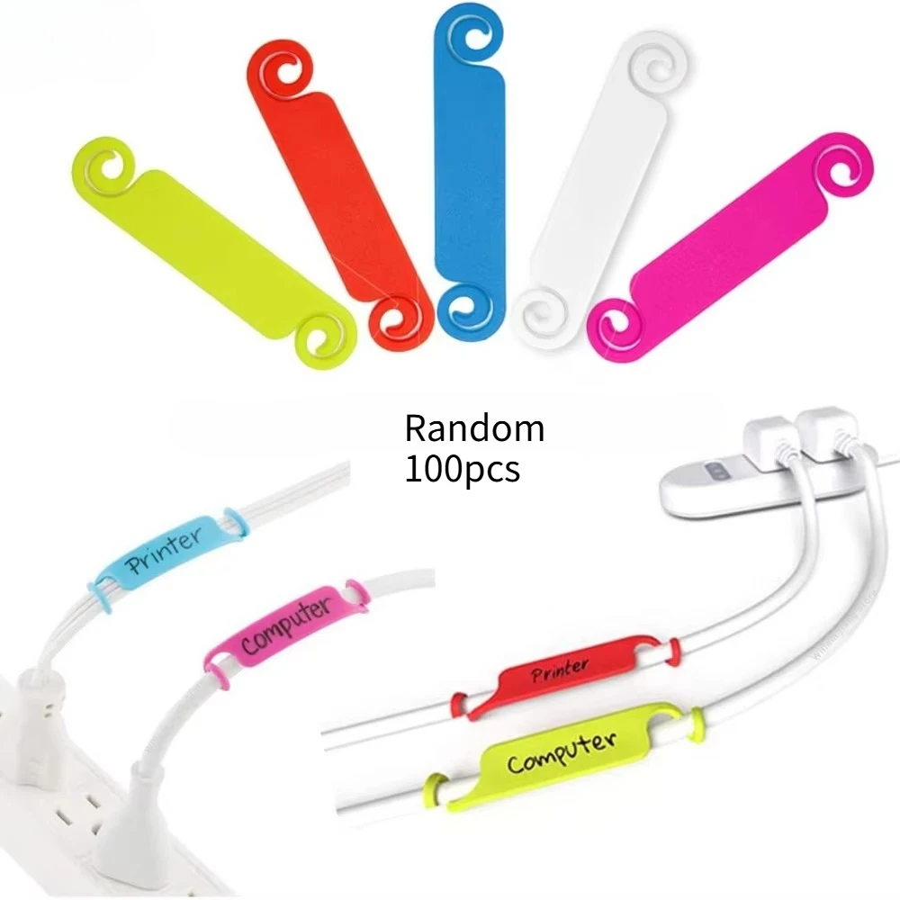 Random 100pcs Cable Management Multicolor Cables Wire Organizer and Cables Wire Identification Tags Color Markers Organiser