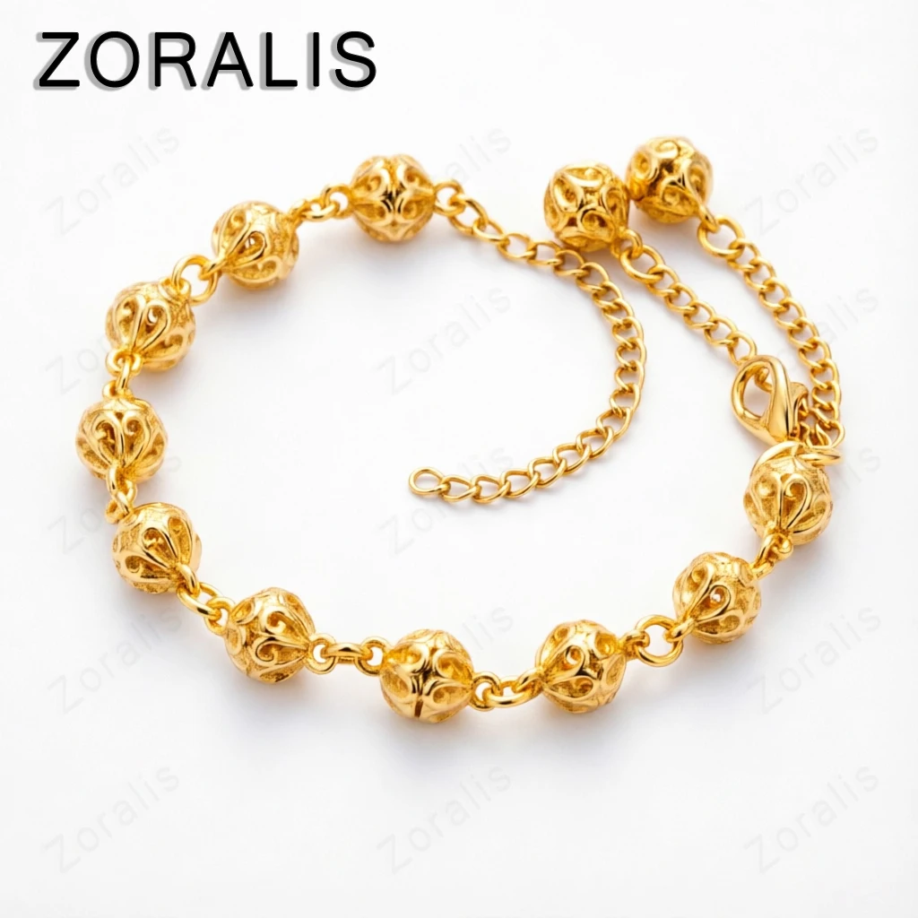 18K Gold Hollow Ball Bracelets For Woman Hand Chain Party Engagement Wedding Fashion Jewelry Gifts