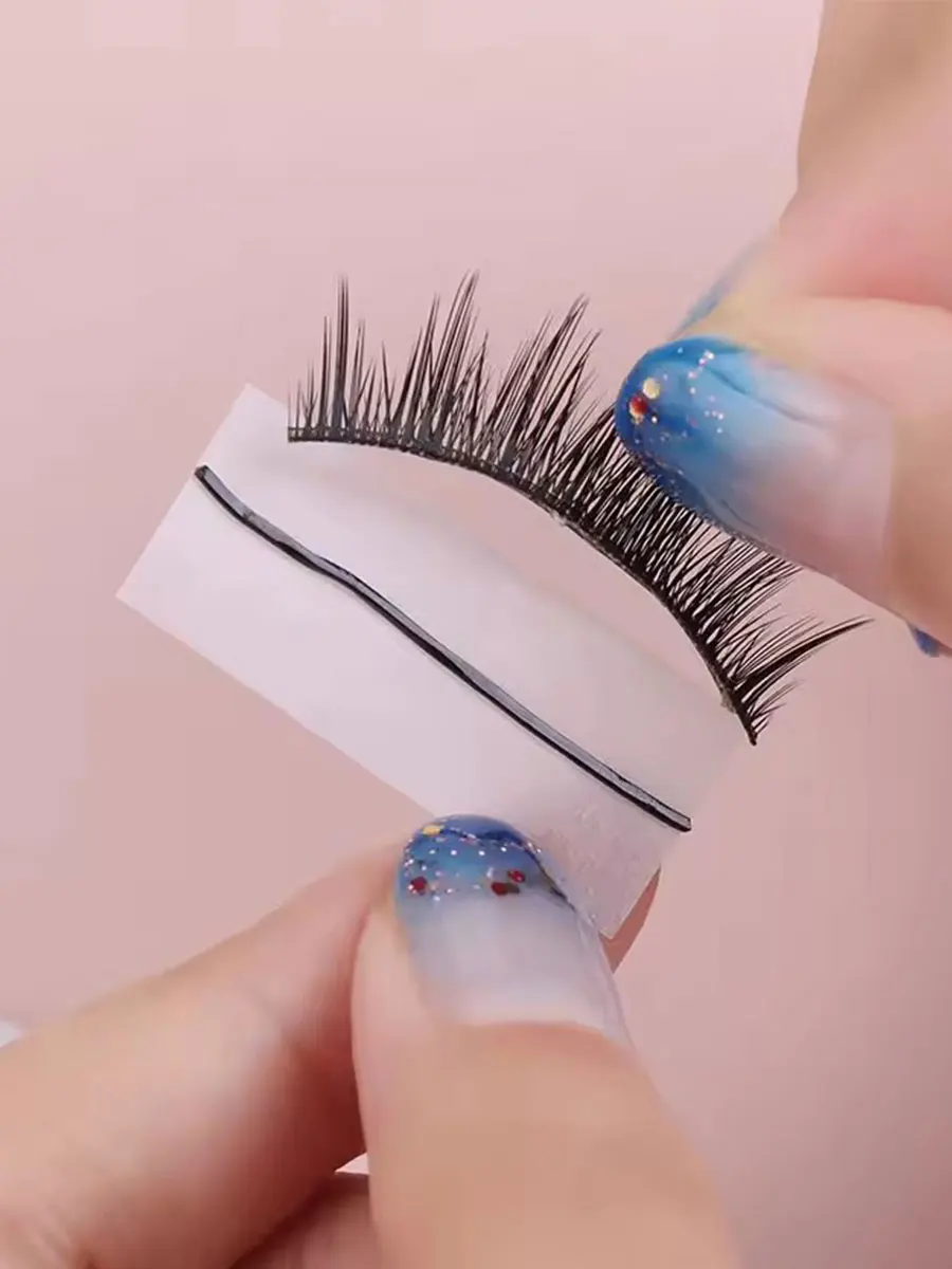 100 pçs tiras de cola clara auto-adesivo ferramentas de maquiagem à prova dwaterproof água reutilizável cola-livre cola para cílios com pinças cílios postiços