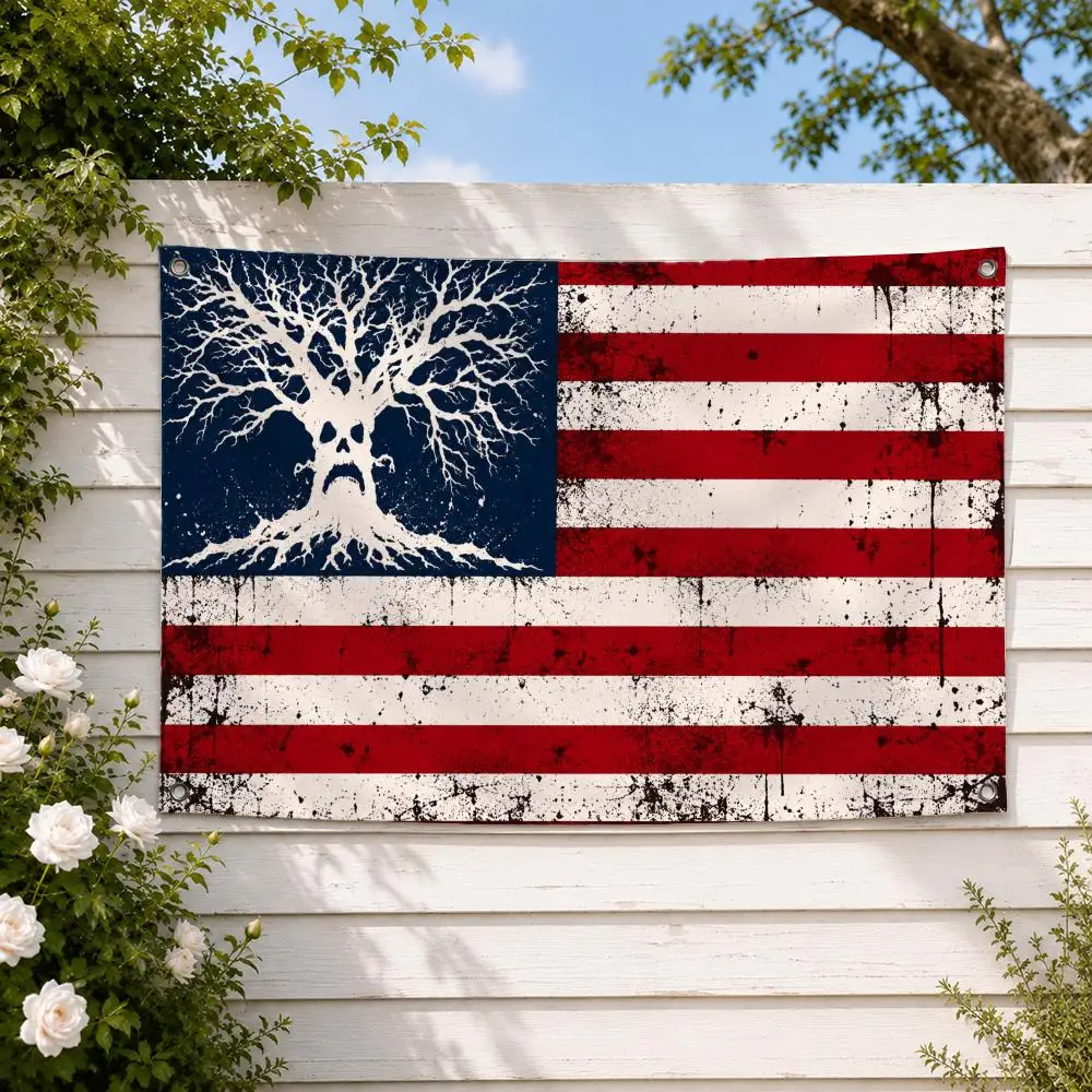 Dark Music Collective Haunted Mound Welcome to My Crib Flags Wall Hanging Banner, Indoor Outdoor Decor for Yard Patio flag